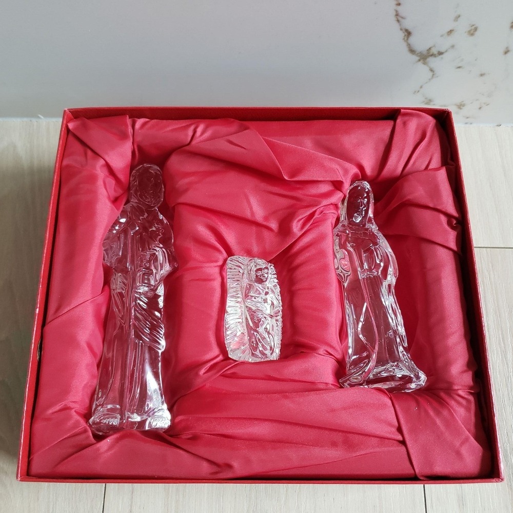 Waterford Crystal Holy Family Nativity Figurines Set Of 3 Clear Ireland Box